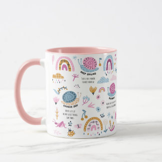 Caneca Pensamento Positivo Do Caracol, Mug De Café Rosa, 