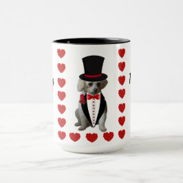 Caneca Pensando Em Você, Poodle, Duas Tons De Café.