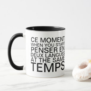 Caneca Pensando na tipografia da gramática em francês e