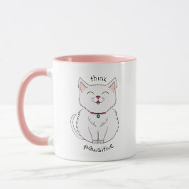 Caneca Pense em Ilustração de Gato Pawsitiva de Café Mug