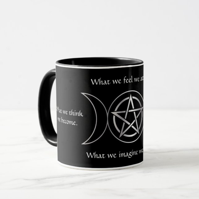 Caneca Pentacle triplo de Wicca da deusa da lua (Frente Esquerda)