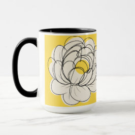 Caneca Peônia Bold Amarelo Gráfico Flor Minimalist