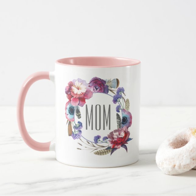 Caneca Peônia do Wildflower floral com dia das mães das (Com Donut)