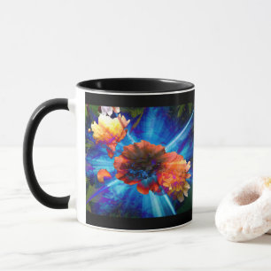 Caneca Peônias em Luz Azul