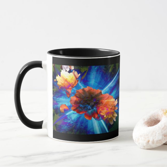 Caneca Peônias em Luz Azul (Com Donut)
