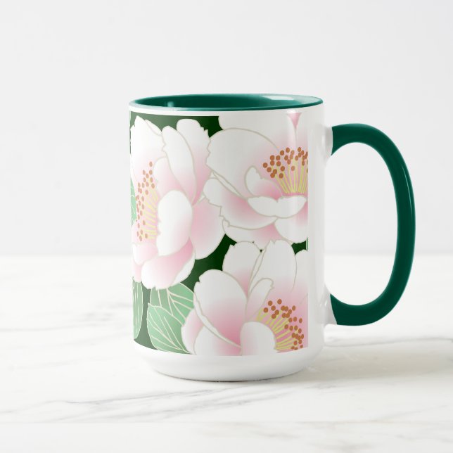Caneca Peonies Rosa Japoneses - Kimono Floral (Direita)