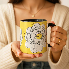 Caneca Peony Mug Bold Yellow Graphic Flower Minimalist Li