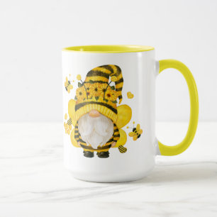 Caneca Pequena Abelha Gnomo Em Girassóis