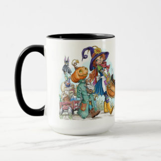 Caneca Pequena Bruxa Folksy Fora de Café de Halloween