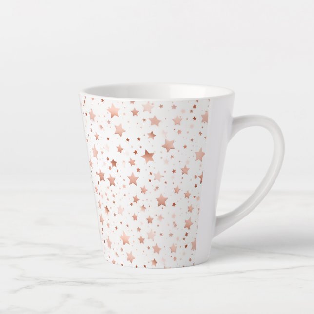 Caneca Pequena de Latte com Estrelas em Rosa Doura (Direita)