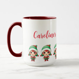 Caneca Pequena Garota Elf Xmas Personalizada