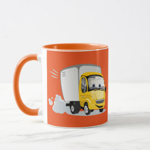 Caneca Pequeno Caminhão de Cartoon Amarelo para Crianças!