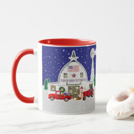 Caneca Pequeno Caminhão Vermelho e Barco Branco Antiquado