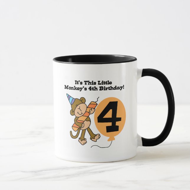 Caneca Pequeno Macaco 4º Camisetas e presentes de anivers (Direita)
