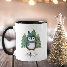 Caneca Pequeno Pinguim de Natal Bonito