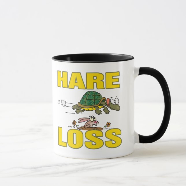 Caneca perda de cabelo engraçada fábula trocadilho desenh (Direita)