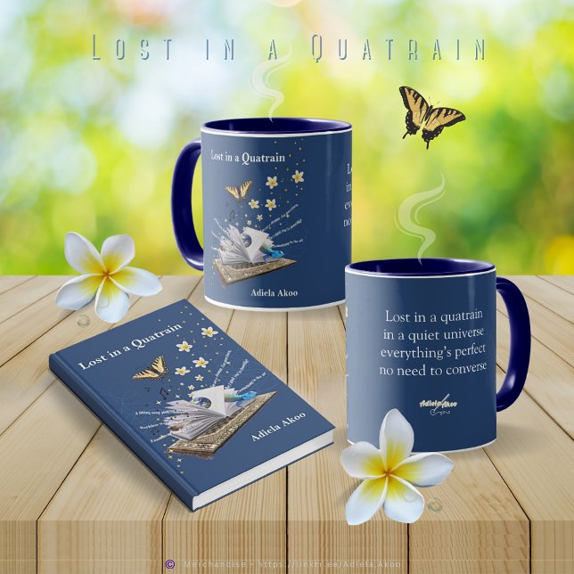 Caneca Perdida em uma Mug de Quatrain por Adiela Akoo (Lost in a Quatrain Mug & Poetry Memoir by Adiela Akoo. Love it? GET it! Gr8t gift combo 4 book lover)
