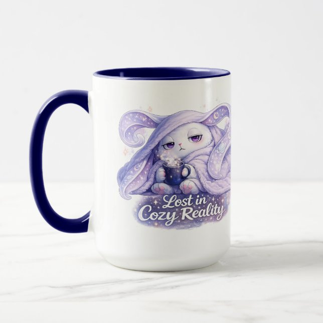 Caneca Perdido na Realidade Aconchegante Coelhinho Fofo (Esquerda)