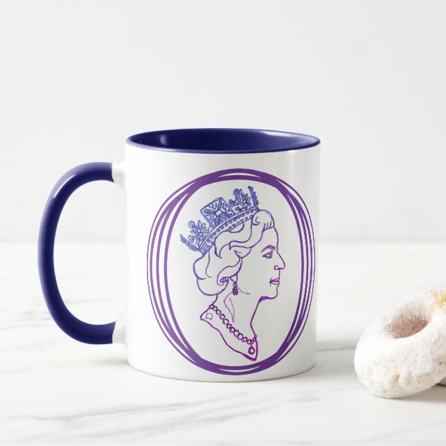 Caneca Perfil da Rainha Elizabeth (Com Donut)