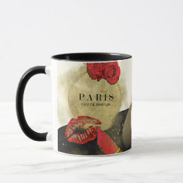 Caneca Perfume Paris Rosas Saltos Altos & Lábios