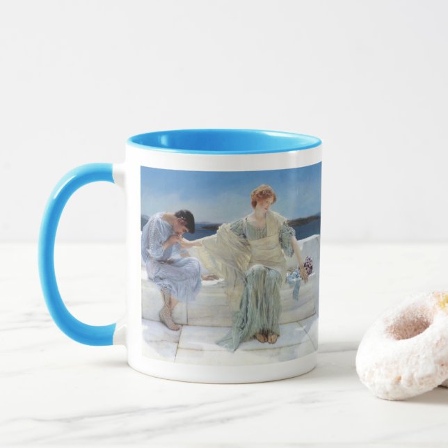 Caneca Pergunte-me Mais Nada de Sir Lawrence Alma Tadema (Com Donut)