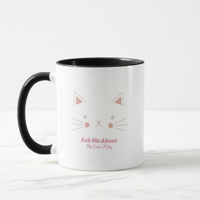 Caneca Pergunte-me sobre meu gatinho bonito (Esquerda)
