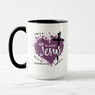 Caneca PERGUNTE SOBRE JESUS Gospel Evangelism Purple Graf