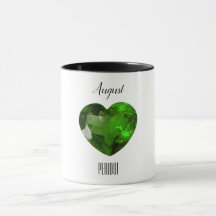 Peridot Green Heart Coffee Mug August Gemstone
