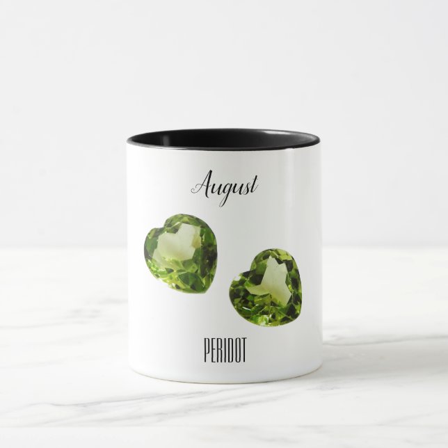 Caneca Peridot Green Heart Coffee Mug August Gemstone (Centro)