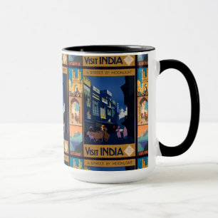 Caneca Pernas de colagem do Poster de viagens da Índia