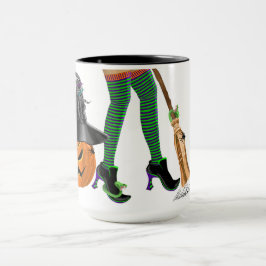Caneca Pernas e calçados de bruxas do Dia das Bruxas, Se 