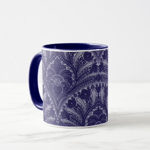 Caneca persa azul do impressão floral