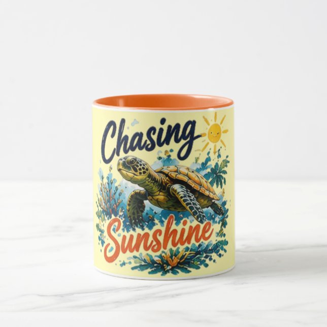 Caneca Perseguindo o Sol com Corte Laranja (Centro)