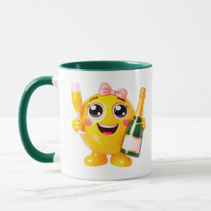 Caneca Personagem Emoji Champanhe Sorridente
