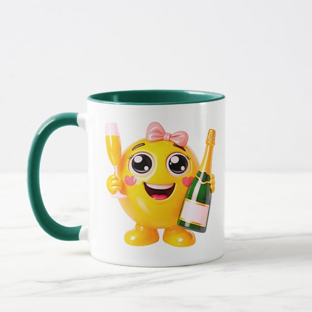 Caneca Personagem Emoji Champanhe Sorridente (Esquerda)