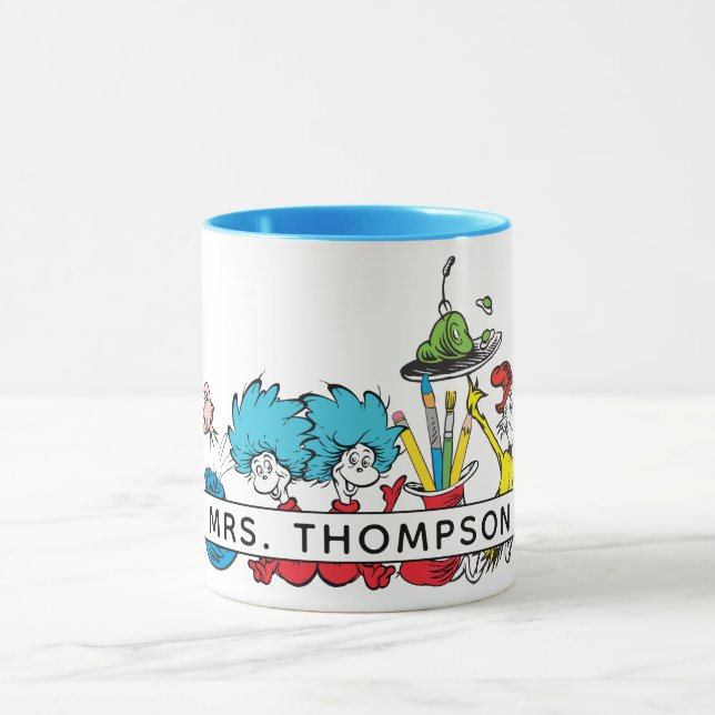 Caneca Personagens do Dr. Seuss e Nome do Professor (Centro)