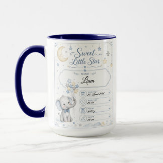 Caneca Personalisierbare Baby Geburtstafel mit Elefant 