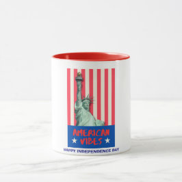 Caneca Personalização da Estátua Liberty Red Stripes de "