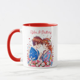 Caneca Personalização do Cudling do Casal de Animação Bas