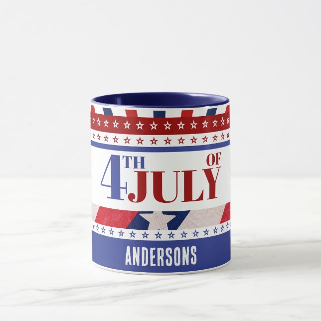 Caneca Personalização do Flag of America Artsy em 4 de ju (Centro)