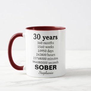 Caneca Personalizada 30 Anos de Abstinência Presen
