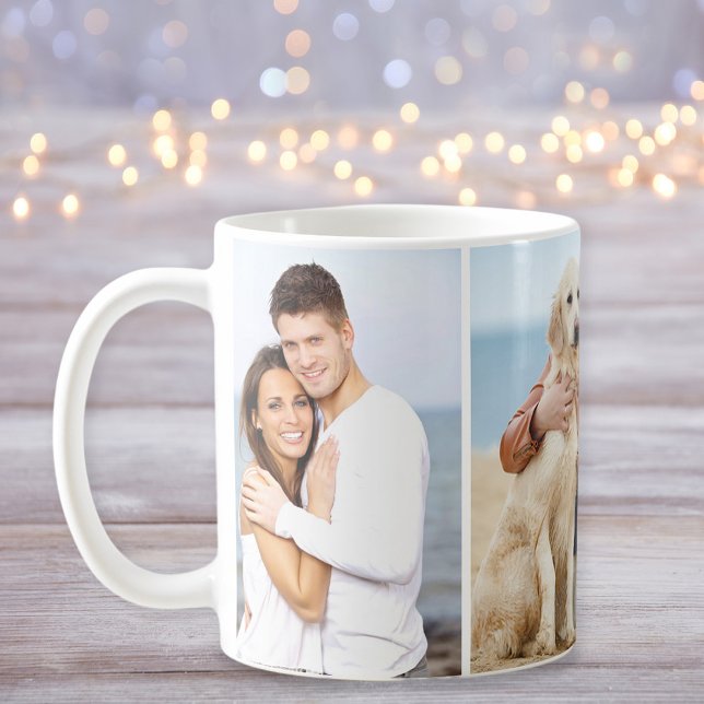 Caneca personalizada | 3 Colagem de Fotografias (Stylishly Personalize with Your Custom Photos.)
