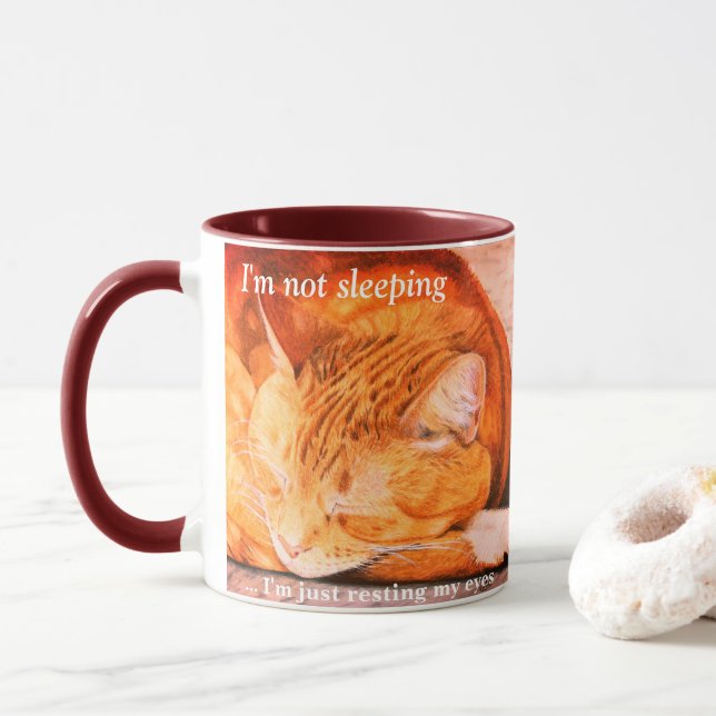 Caneca personalizada aguarela do gato do gengibre (Com Donut)