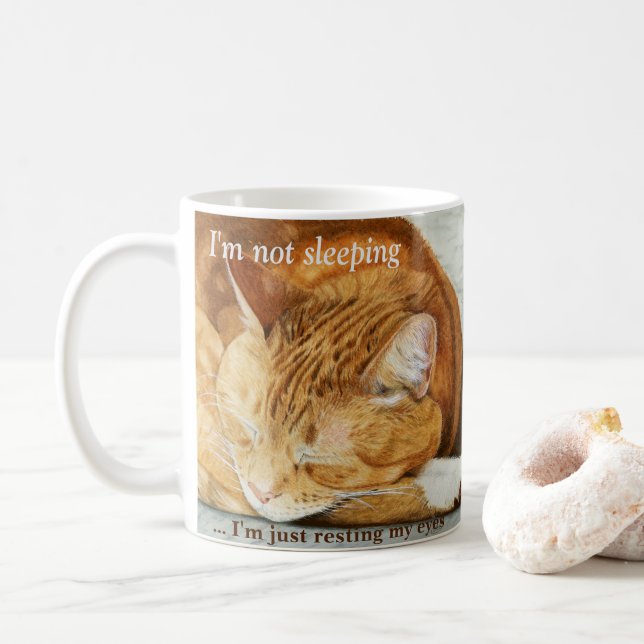 Caneca personalizada aguarela do gato do gengibre (Com Donut)