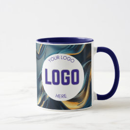 Caneca Personalizada Azul Marinho e Dourado Boho M