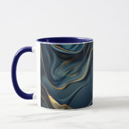 Caneca Personalizada Azul Marinho e Dourado Boho M