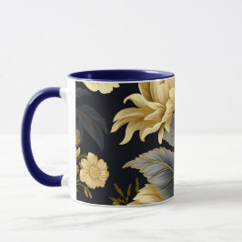 Caneca Personalizada Azul Marinho e Dourado Boho M