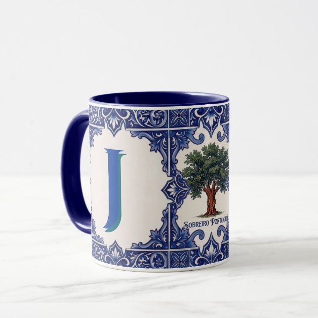 Caneca Personalizada Azulejo Sobreiro Português (Frente Esquerda)
