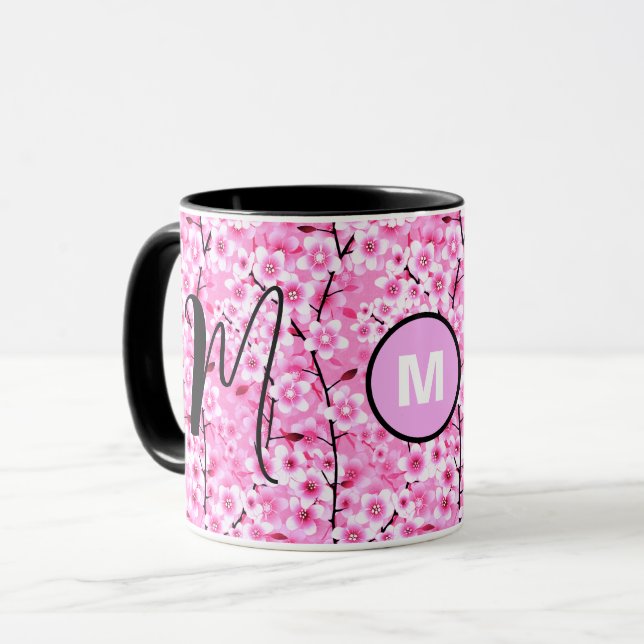 Caneca Personalizada | Caneca com Floral Rosa e Mo (Frente Esquerda)