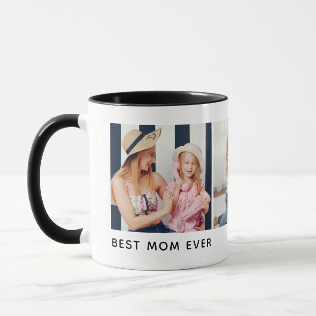 Caneca Personalizada com 3 fotos 'Melhor Mãe Nunca' (Esquerda)